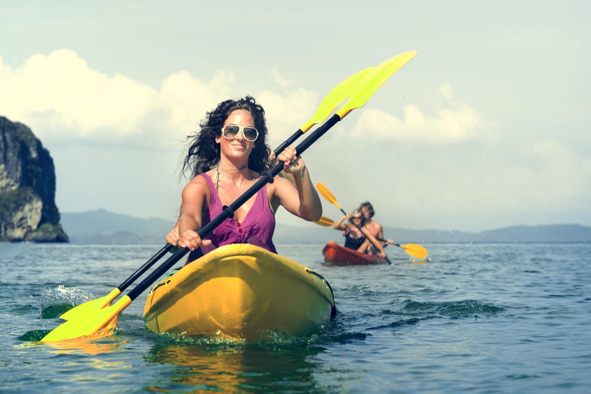 Kayaking Tropical Vacation Trip Tourist Boat Concept